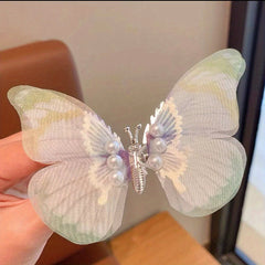 Gradient Butterfly Hair Clip Faux Pearl Non-slip Clip