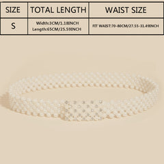 Faux Pearl Rhinestone Buckle Elastic Waist Belt