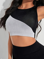 Block Sleeveless Crop Top Beauty Back Sports Tank Top Women's Clothing