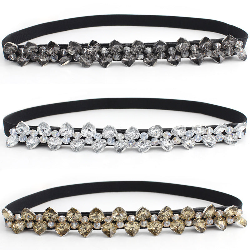Women's Rhinestone Skinny Girdle Elastic Waist Belt