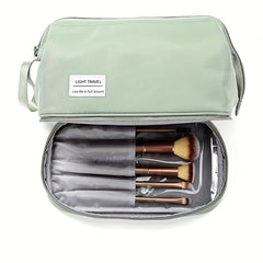 Large Capacity Makeup Bag with Brush Organizer Portable Travel Cosmetic Pouch