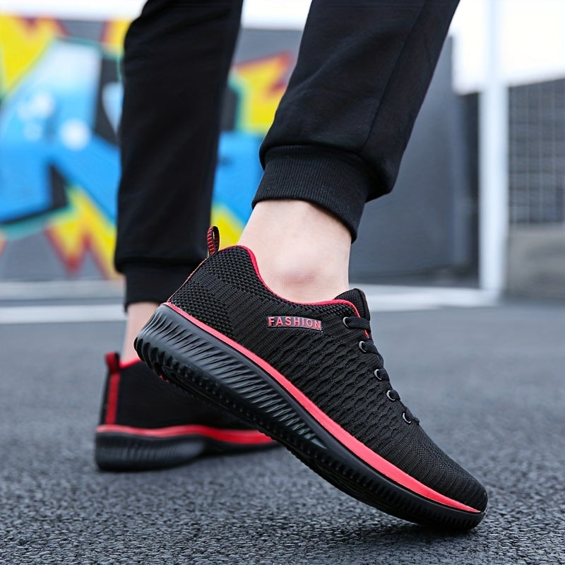 Men's Athletic Lace-up Sneakers Breathable Wear-resistant Shoes