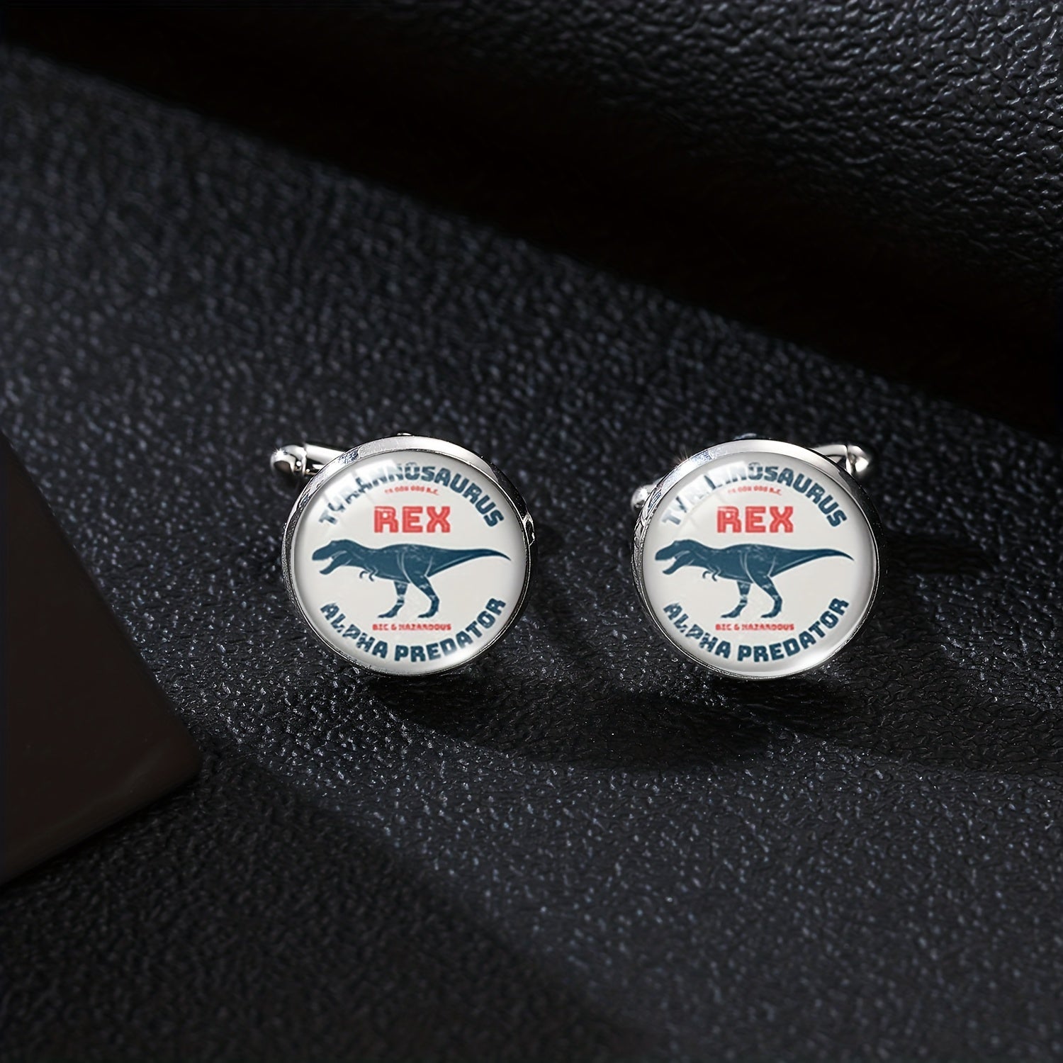 Dino Cufflinks T-Rex, Velociraptor, Spinosaurus