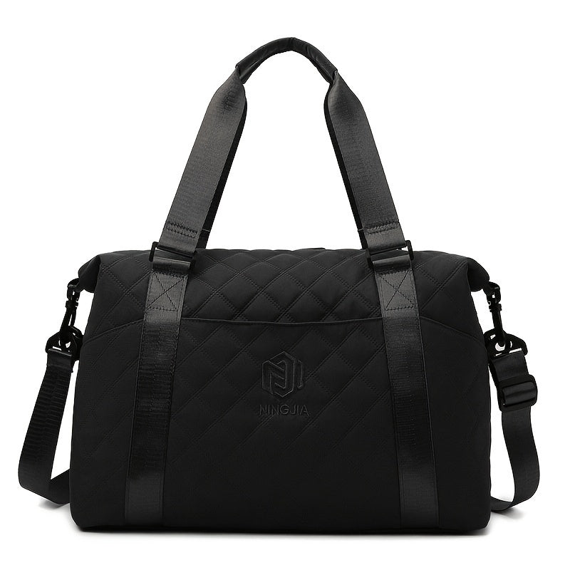 Large Capacity Argyle Pattern Travel Duffle Bag