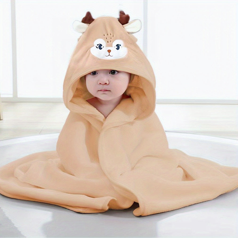 Cartoon Animal Kids Bath Towel Coral Fleece Microfiber Bathrobe Soft Blanket