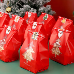 10 Pcs Mixed Christmas Packaging Bags With Stickers Candy Packaging Bag