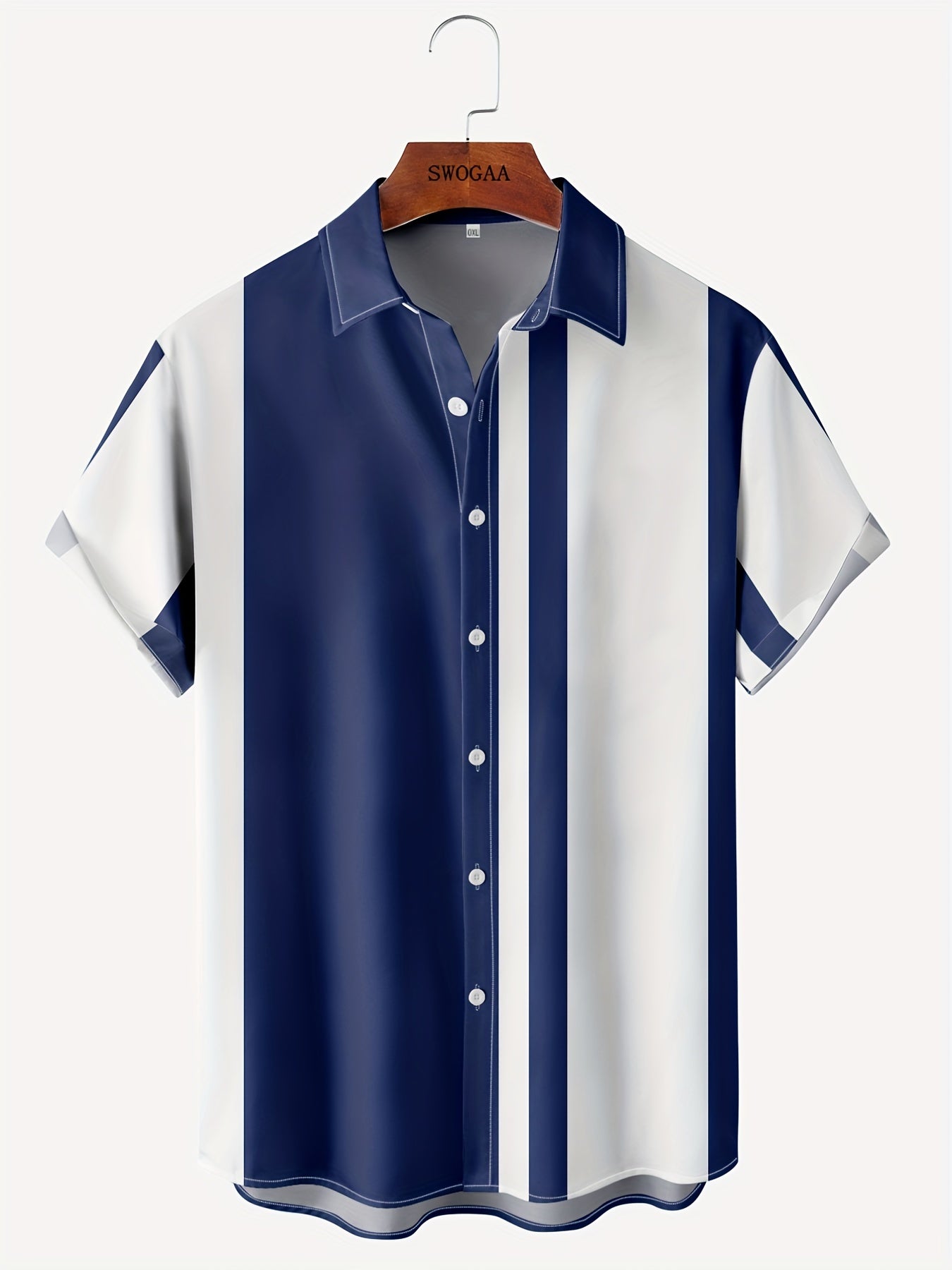 Stripe Print Men s Casual Short Sleeve Shirt for Summer Vacation