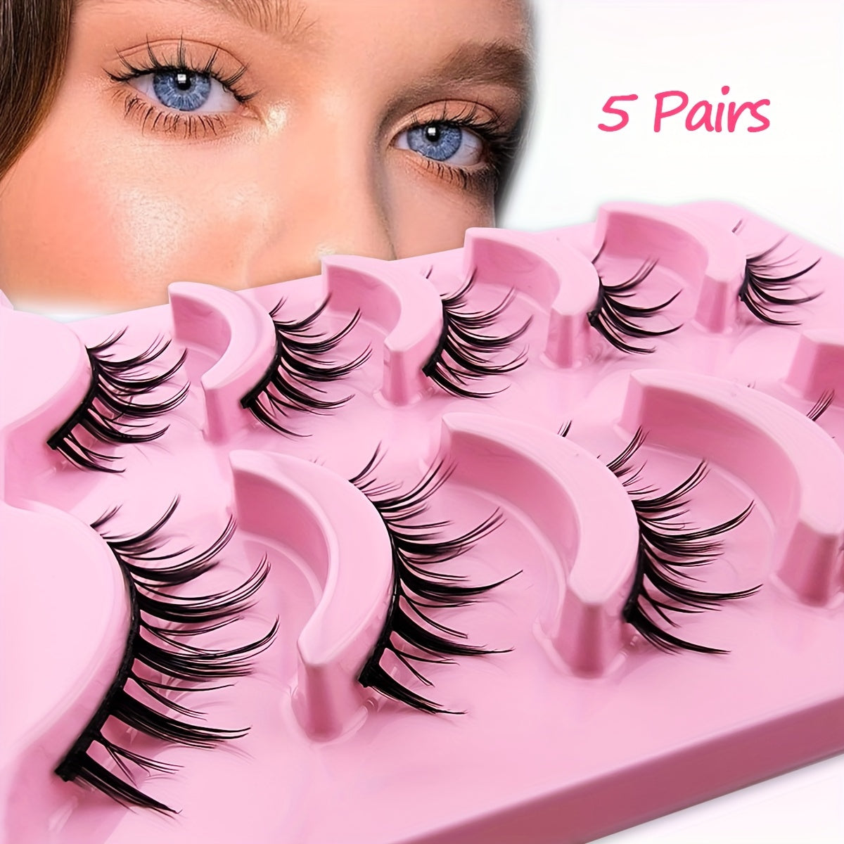 5 Pairs Manga Lashes 14mm Natural Look Individual Clusters Like Lashes Anime