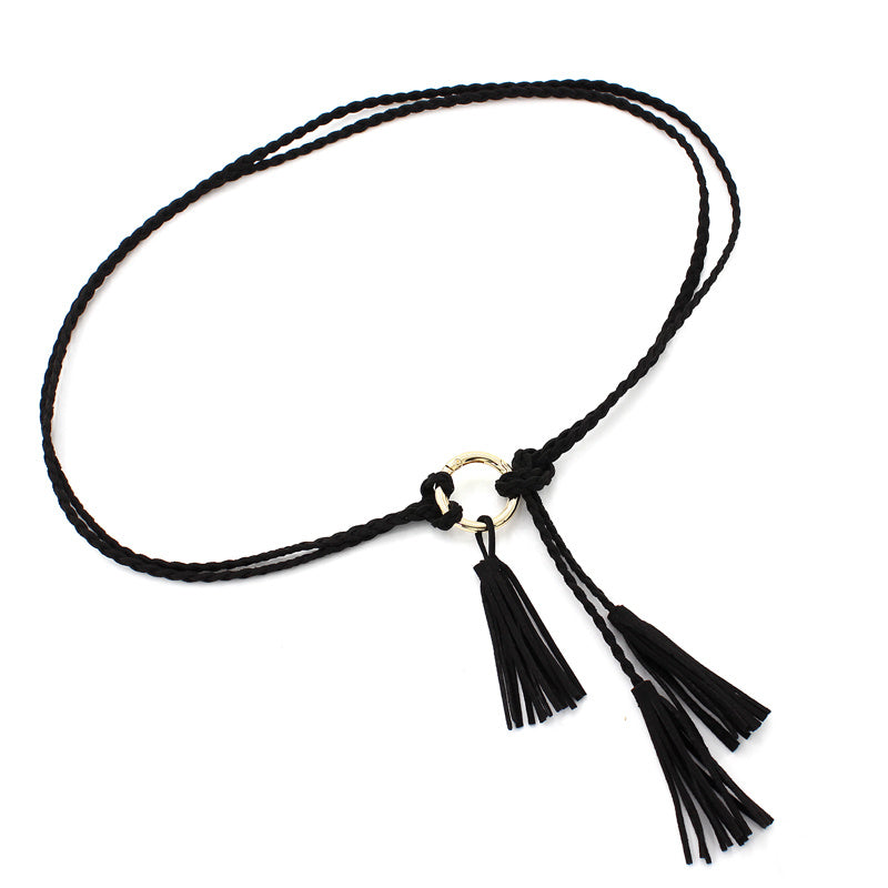 Braided Waist Rope Dress Skirt Decorative Thin Belt Female Knot Belt