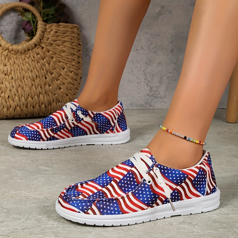 Women's Flag Pattern Slip-On Loafers for 4th of July