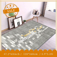 Geometric Faux Cashmere Area Rug Abstract Soft Modern Fluffy Micorfiber Mat
