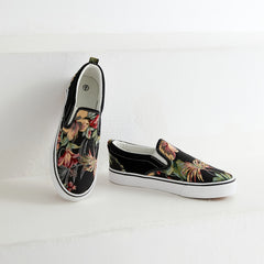 Floral Print Canvas Slip-On Casual Shoes Women's Comfy Flat Footwear
