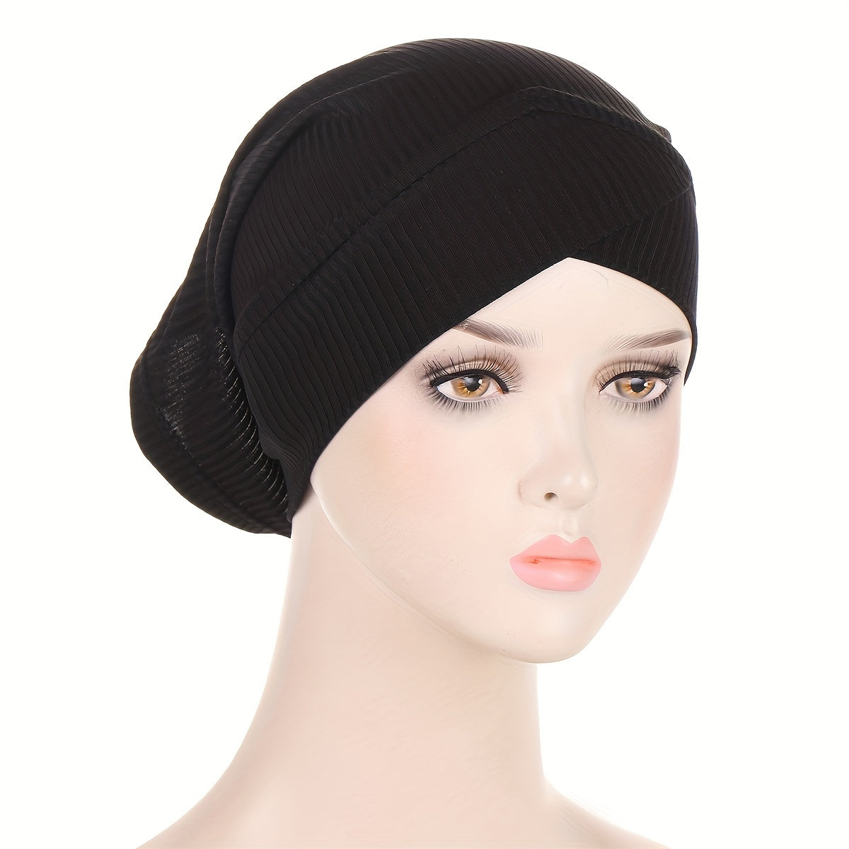 Striped Turban Cap Inner Hijab Hat Elastic Underscarf Beanie Head Wraps