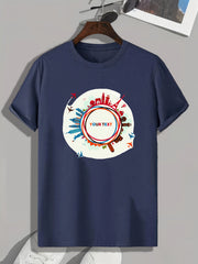 Global Travel Pattern Print Men's Comfy Sports T shirt
