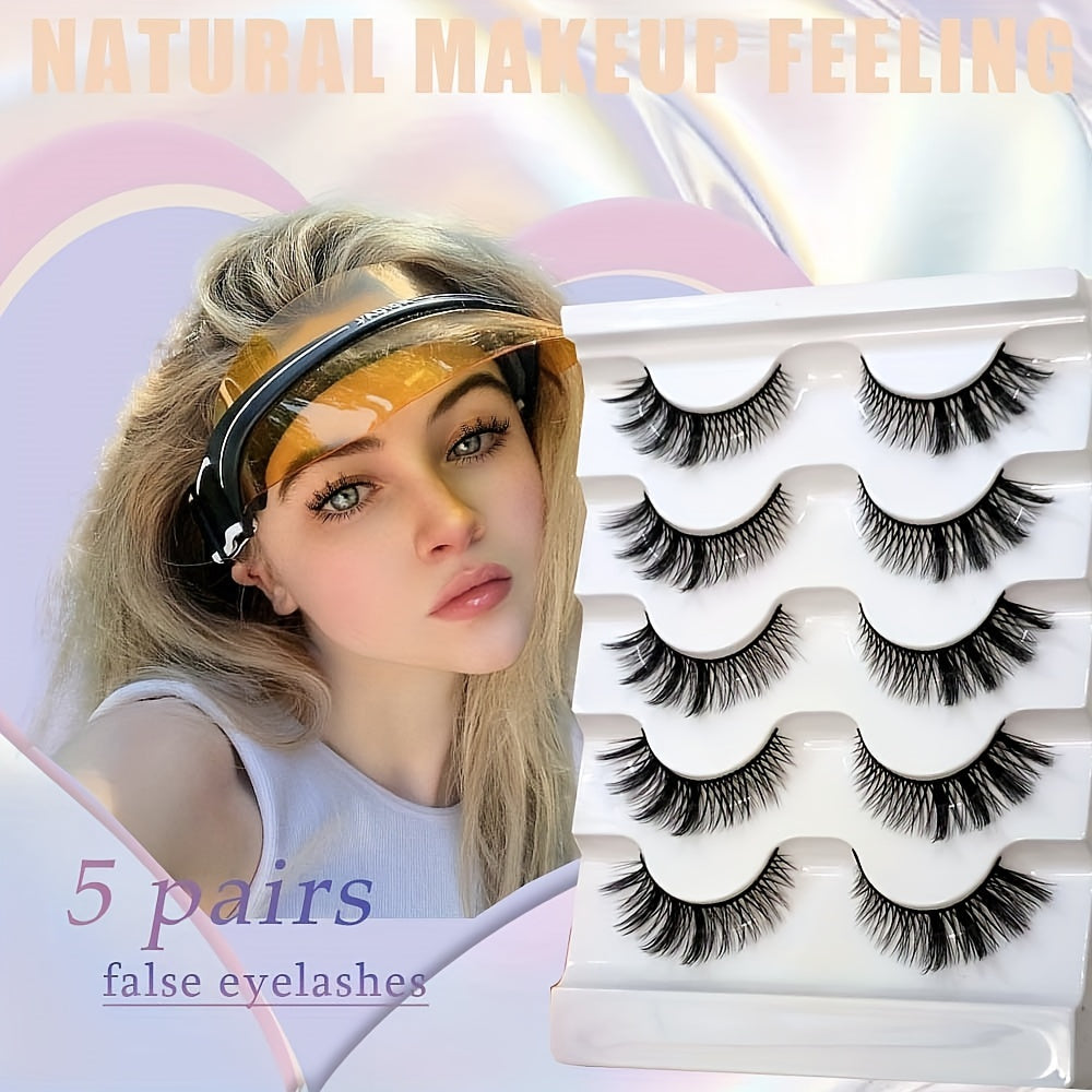 5 Pairs Short Cross Cat Eye Faux Mink False Eyelashes