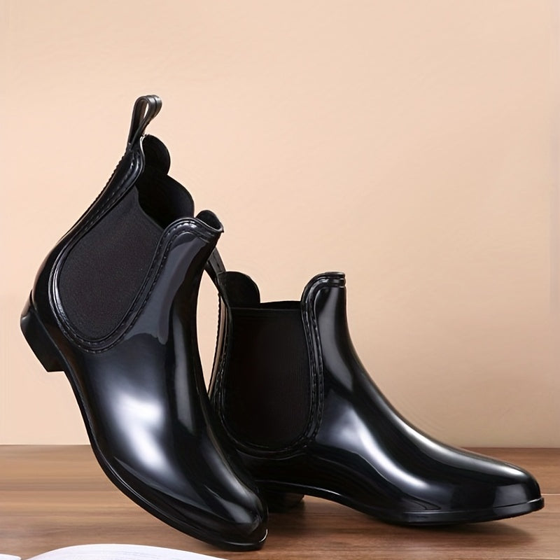 Women's Non slip Rubber Medium Top Rain Boots Comfortable Solid Water Boots