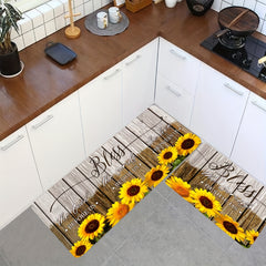 Sunflower Print Kitchen Mat Anti Slip Absorbent Bath Mat