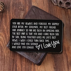 I Love You Engraved Wallet Insert Card Romantic Gift For Boyfriend Husband