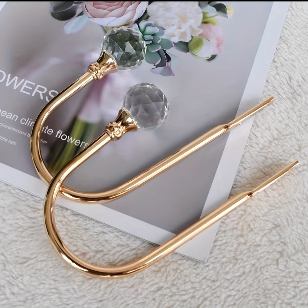 2pcs Crystal Curtain Hooks U Shaped Hooks Wall Mounted Curtain Tieback