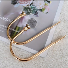 2pcs Crystal Curtain Hooks U Shaped Hooks Wall Mounted Curtain Tieback