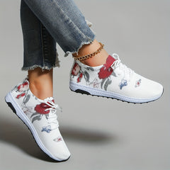 Women's Floral Sneakers Lace Up Non slip Casual Shoes