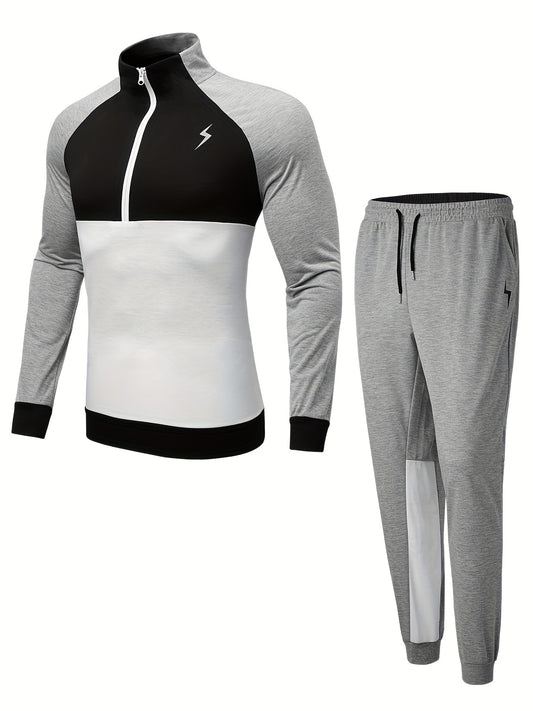 Men's Sports Suit Hooded Jacket & Pants for Gym Training