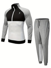 Men's Sports Suit Hooded Jacket & Pants for Gym Training