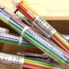 2pcs Cartoon Multicolor Ballpoint Pen 0.5mm Press Colorful 6 Pen 5.51inch