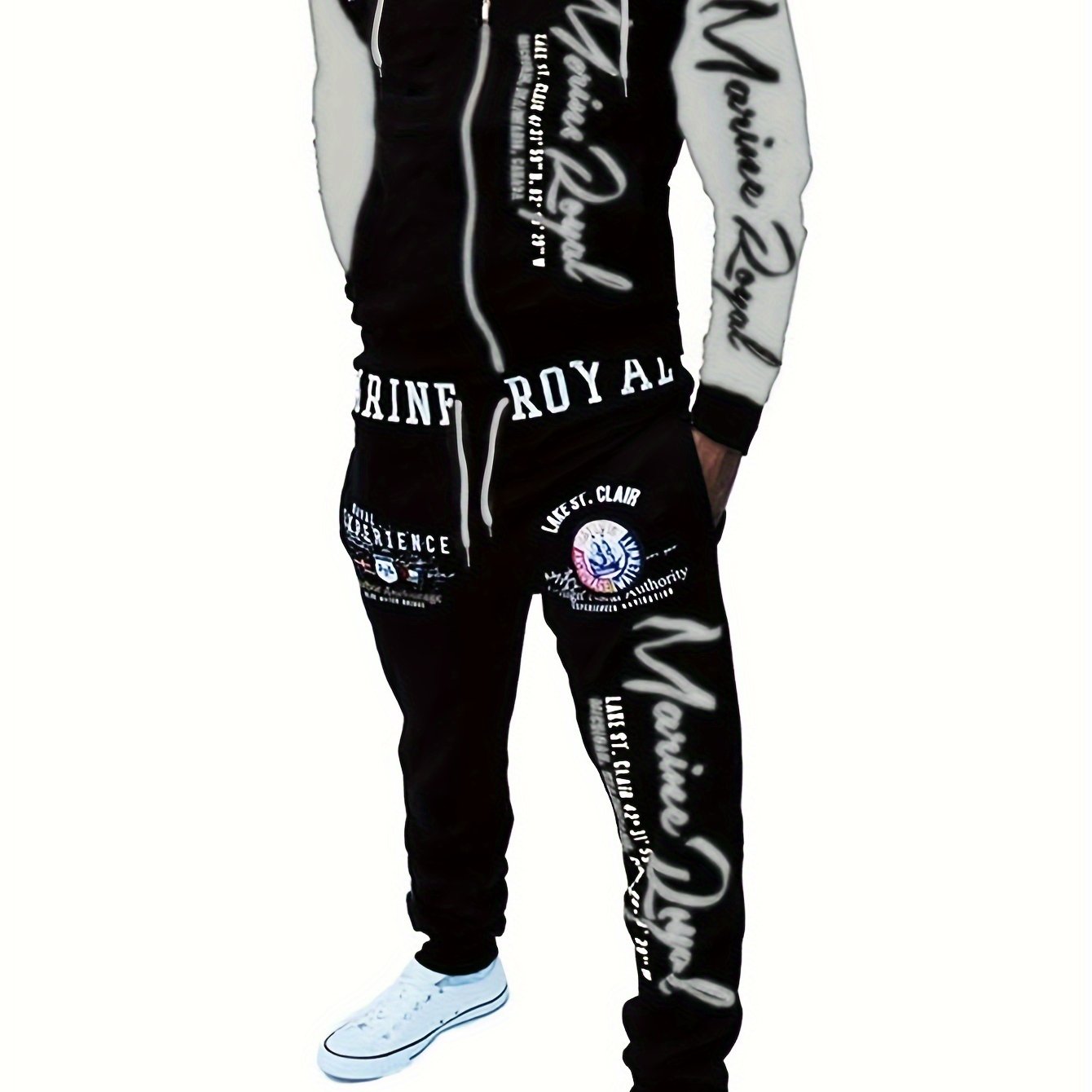 Men's Hiphop Letter Print Tracksuit Set