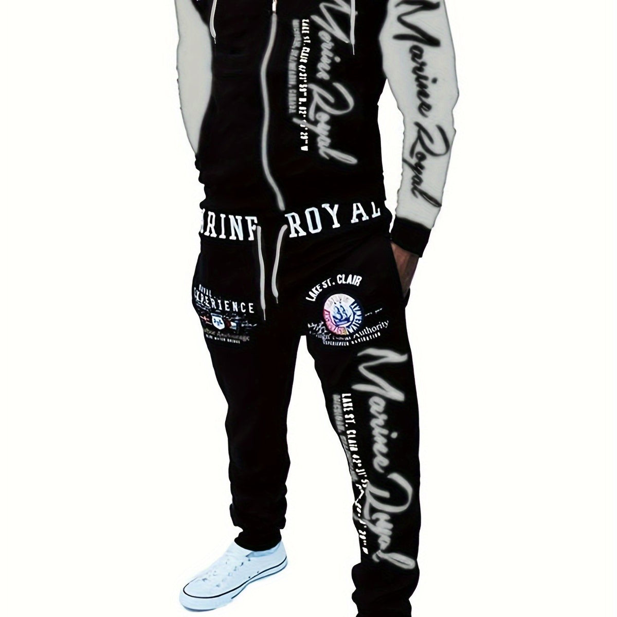 Men's Hiphop Letter Print Tracksuit Set