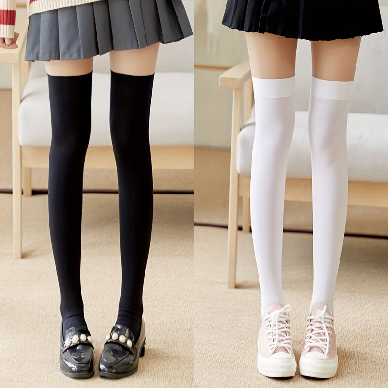 Solid Thigh High Socks Over The Knee Stockings