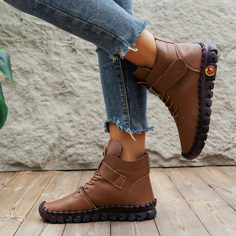 Women's High Top Flat Sneakers Lace Up Ankle Boots