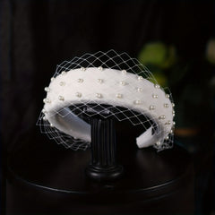 Wide Headband Mesh Inlaid Pearl Hair Accessory