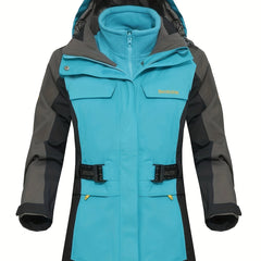 Women's 3-in-1 Winter Ski Jacket Thermal Hooded Windproof Sports Coat