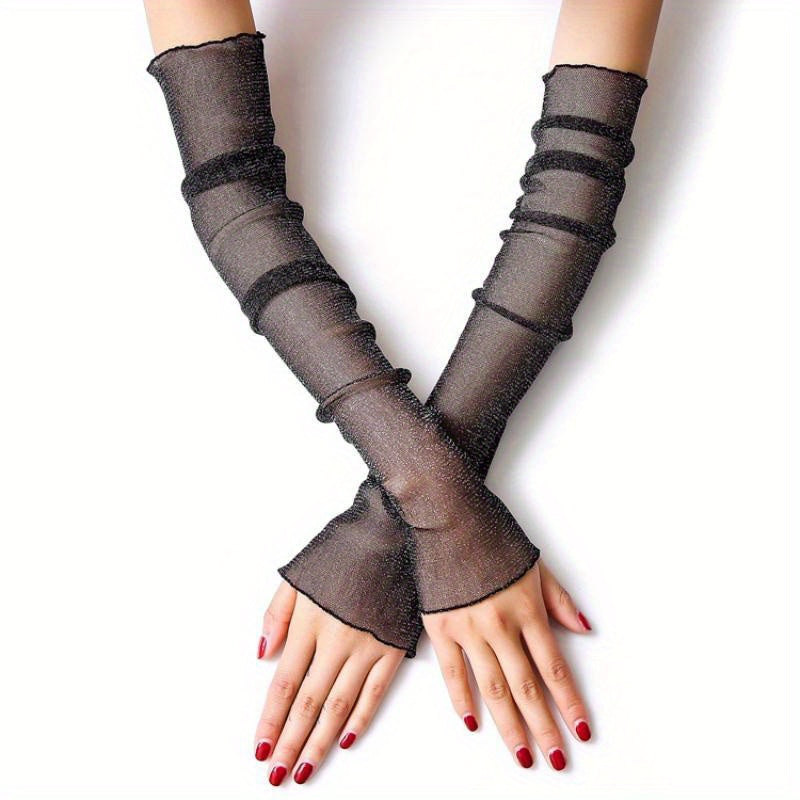 Mesh Sunscreen Sleeve Ruffle Gloves UV Protection