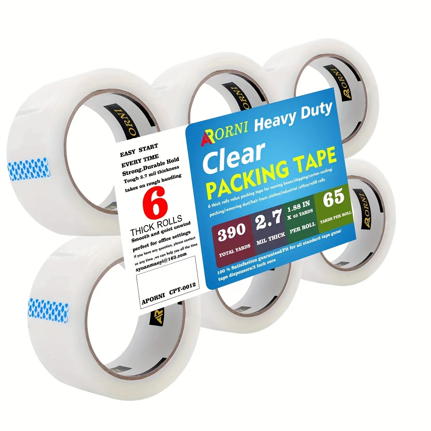 6pcs Adhesive Tape Transparent Sealing Tape Roll