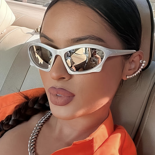 Y2k Around Sun Glasses Wrap Vintage Shades Bat Eyeglasses