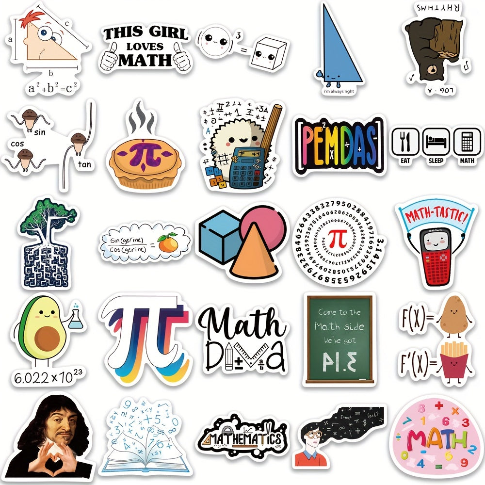 50 Math Formula Graffiti Stickers for Skateboard Laptop Phone DIY