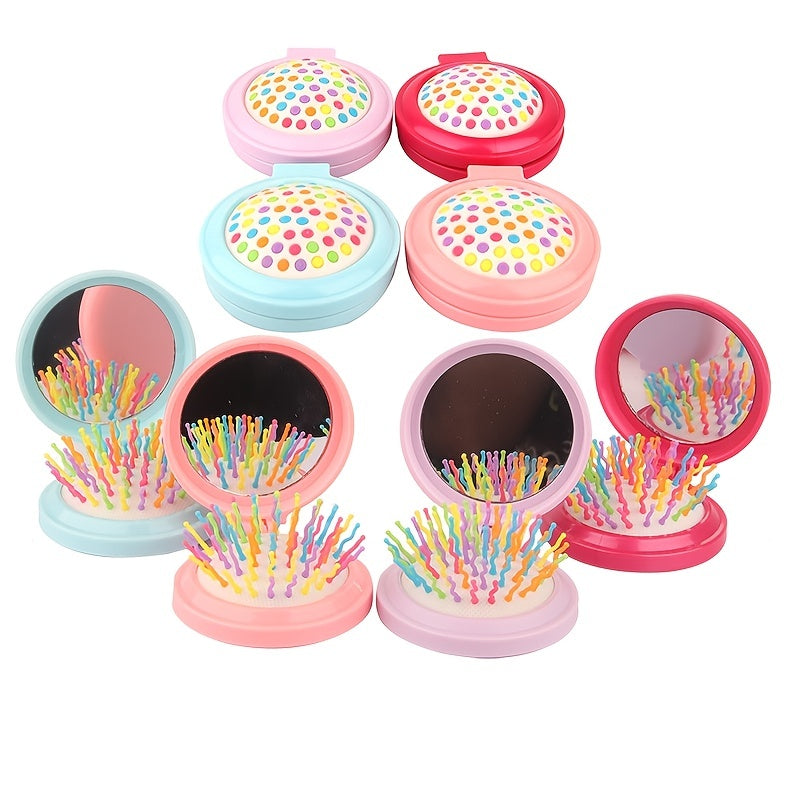 Rainbow Folding Massage Comb & Mirror