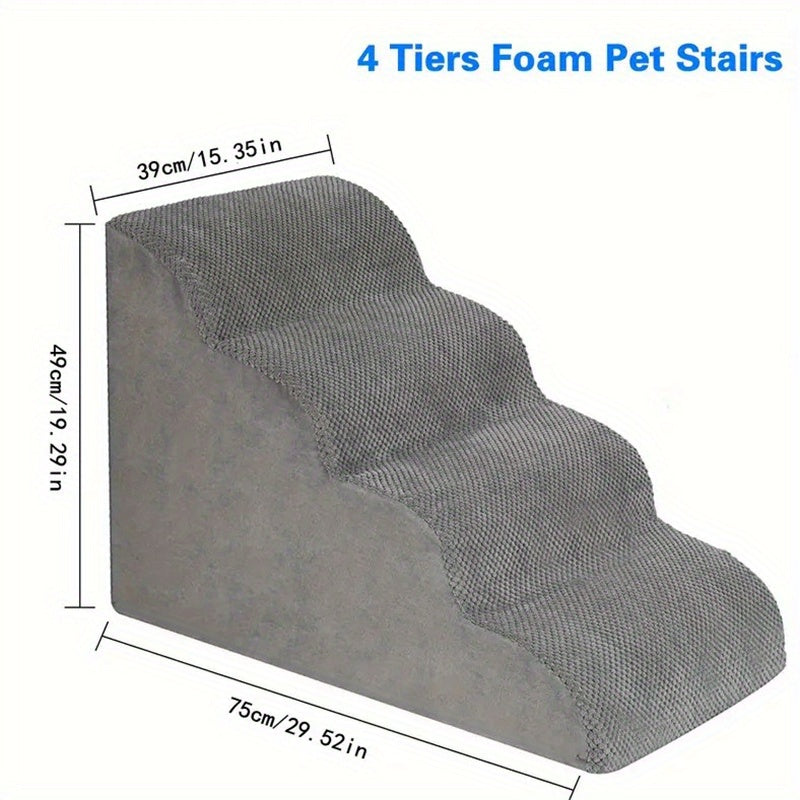 3-Step Pet Stairs for High Beds and Couch, Folding Dog Steps