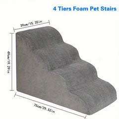 3-Step Pet Stairs for High Beds and Couch, Folding Dog Steps