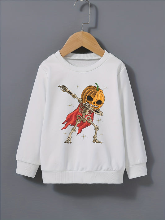 Kid's Pumpkin Skeleton Hero Pattern Sweatshirt Long Sleeve Top