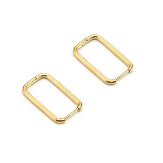 Rectangle Hoop Earrings 14K Plated Stainless Steel Women Earrings