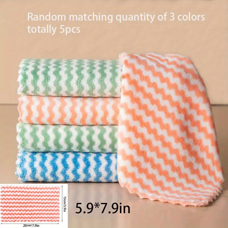 5pcs Microfiber Kitchen Towels Absorbent for Cleaning Dishes, Tea Pots, Cars