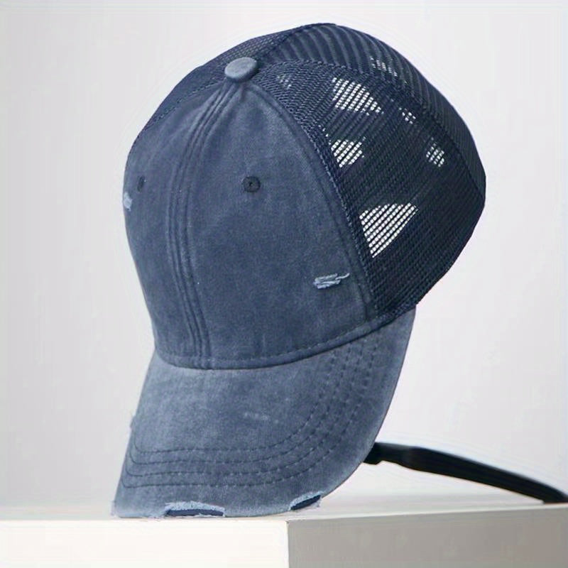 Vintage Distressed Washed Cap Mesh Board Hat for Boys Girls