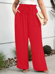  Solid Wide Leg Trousers With Pockets