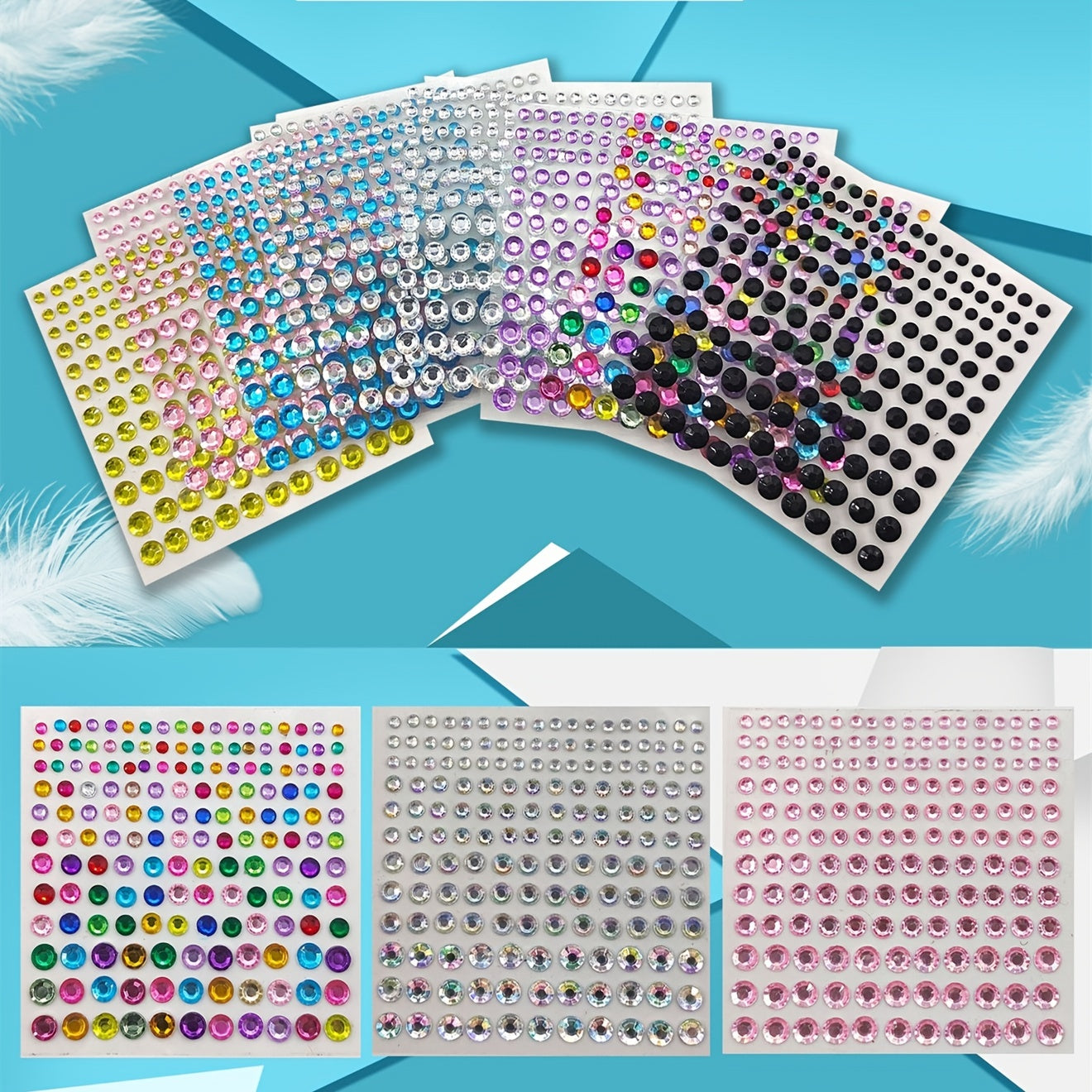 Self Adhesive Rhinestone Stickers DIY Gems Makeup Carnival