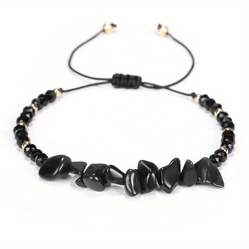 Colorful Crushed Stone Beads Braided Yoga Bracelet