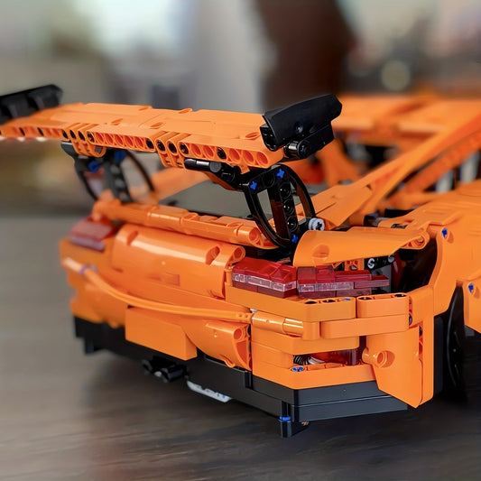 2704pcs Orange Sports Car Building Block Model Toy DIY Gift