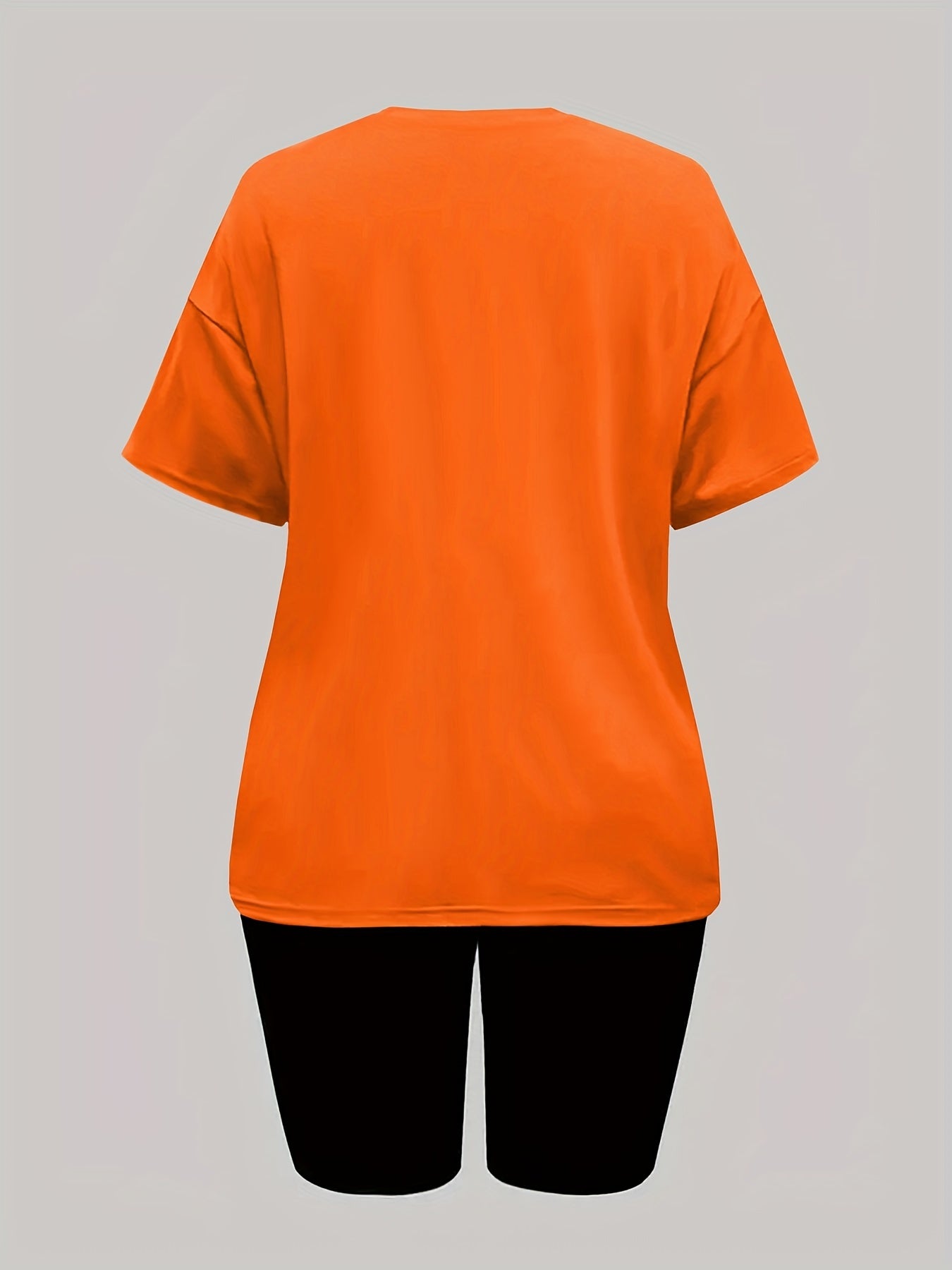 Letter Print Casual Two-piece Set Crew Neck Tee & Slim Shorts